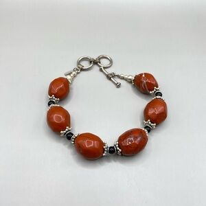 Chunky Red Jasper Black Onyx Toggle Bracelet